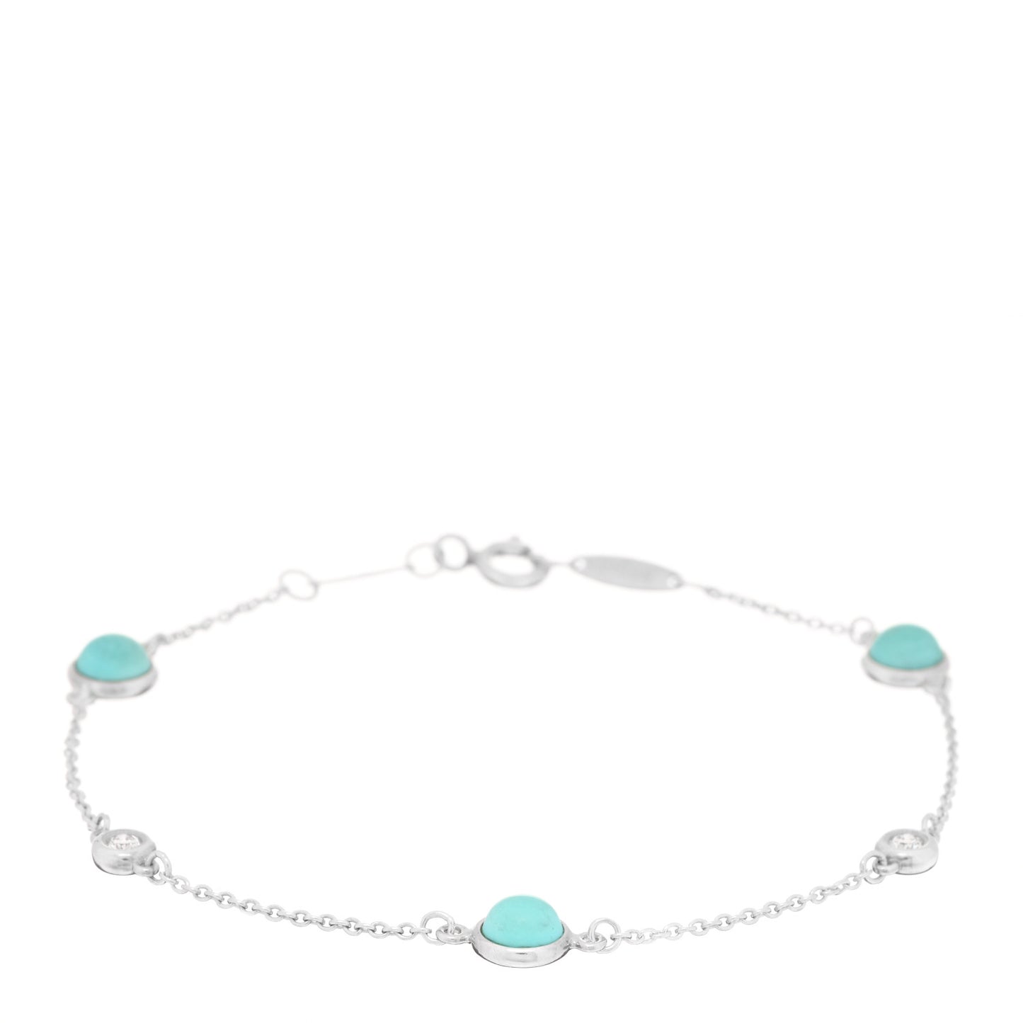 Sterling Silver Diamond Turquoise Elsa Peretti Color By The Yard Bracelet