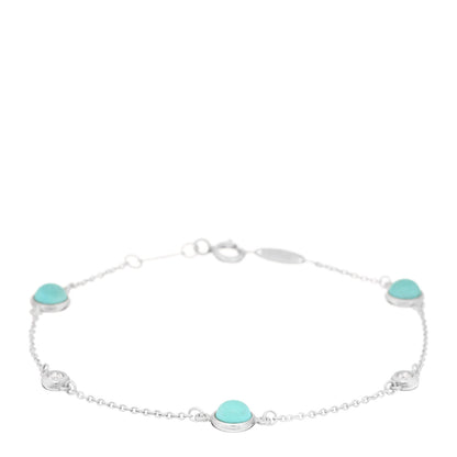 Tiffany Sterling Silver Diamond Turquoise Elsa Peretti Color By The Yard Bracelet 1 of 3
