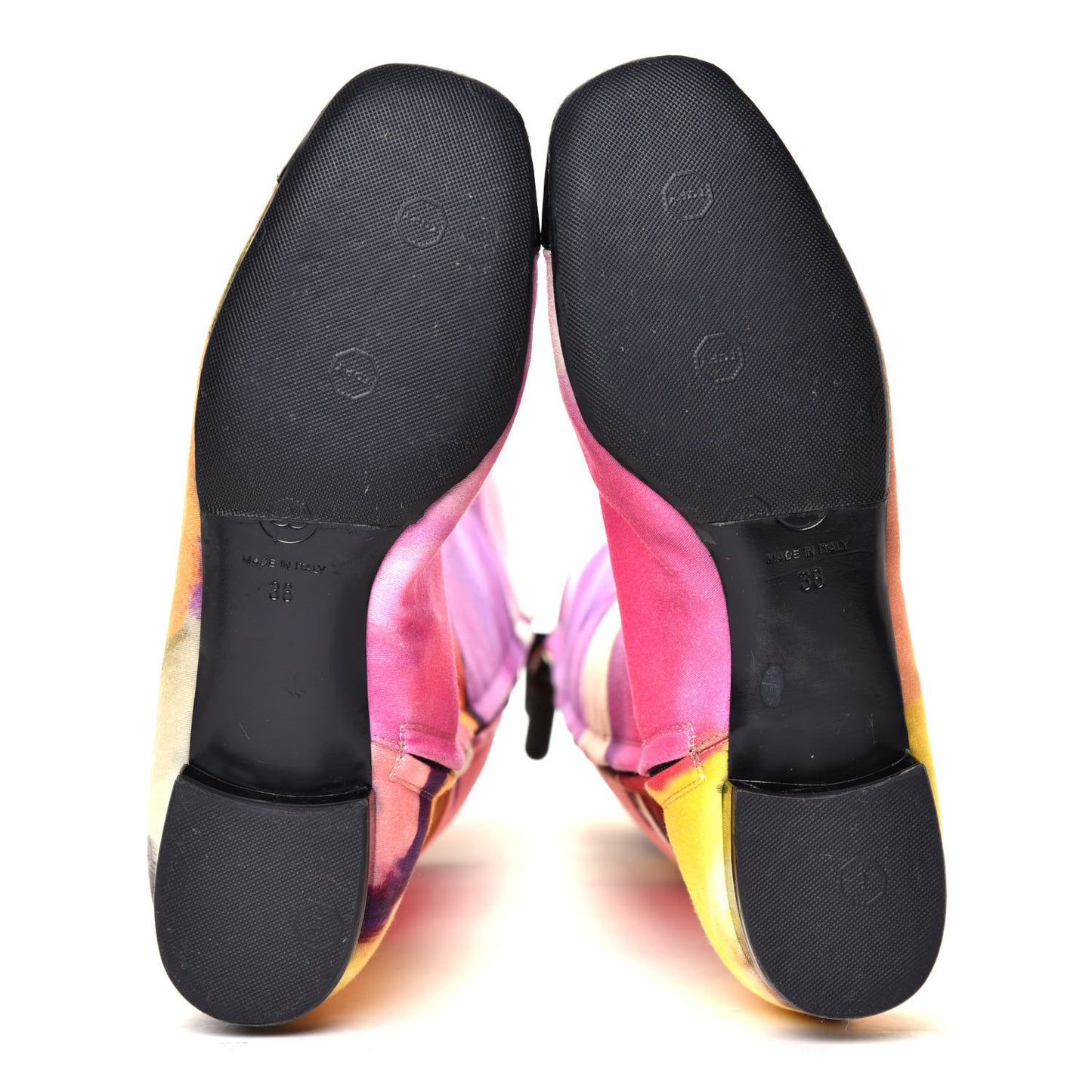 Fabric Printed Patent Cap Toe High Boots 36 Multicolor