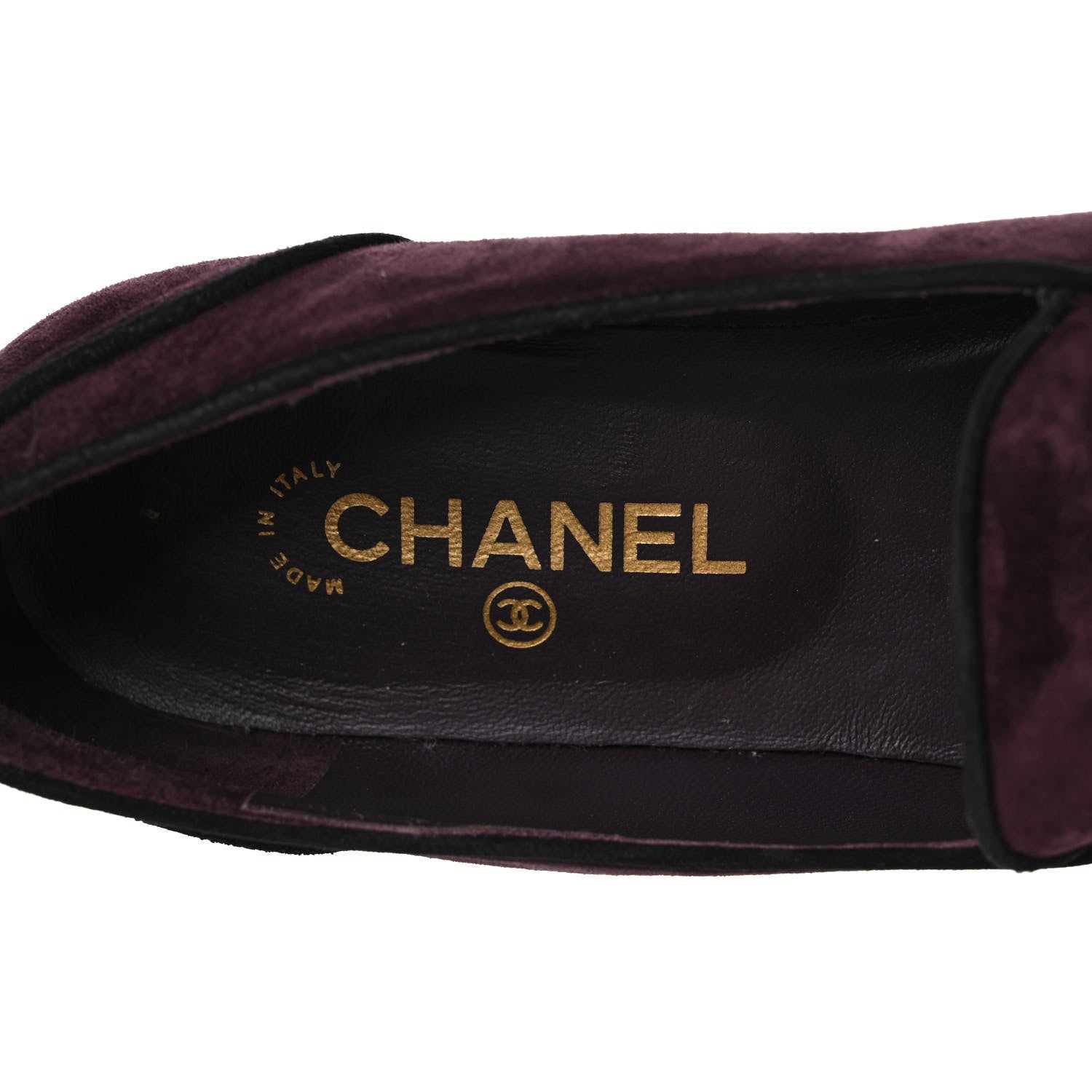 Chanel Suede Calfskin Womens Mocassin CC Flats 40.5 Burgundy 8 of 12