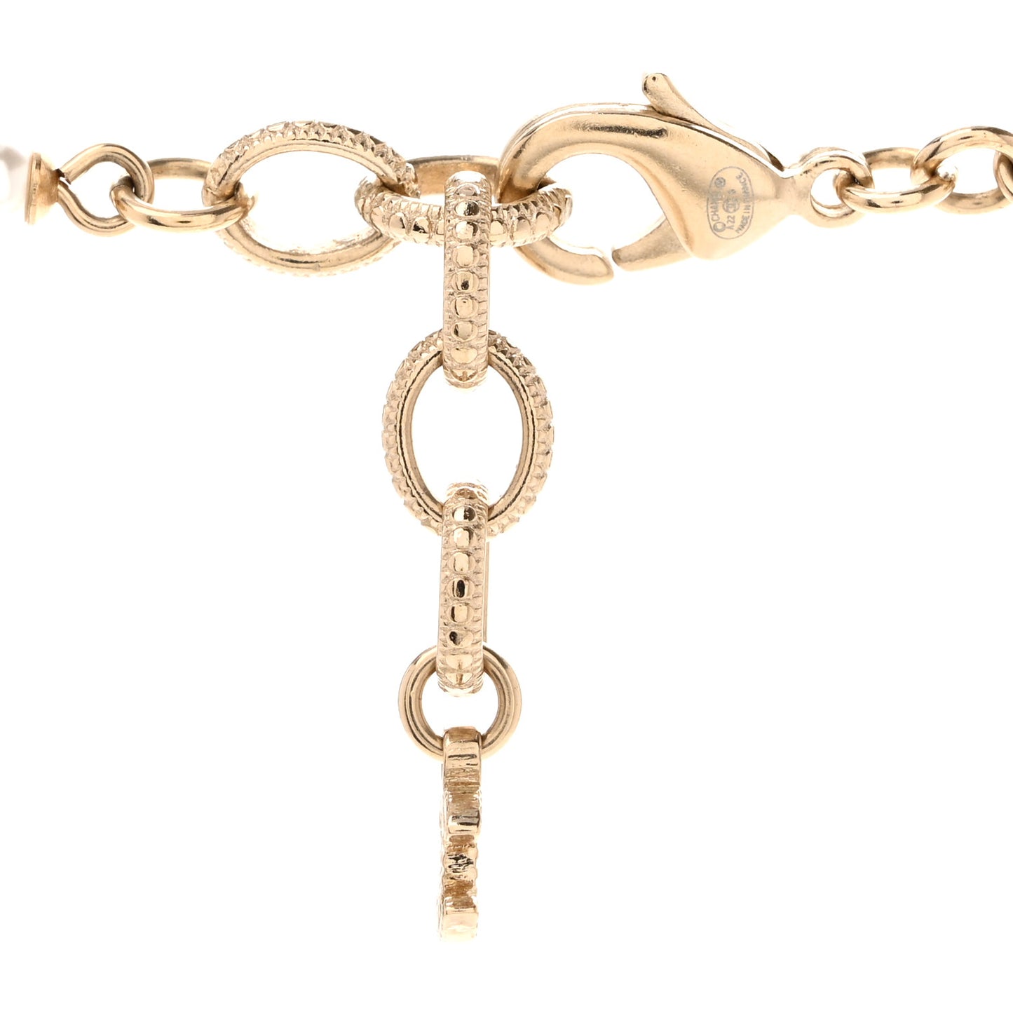 Pearl Bead Crystal CC Long Necklace Black Gold