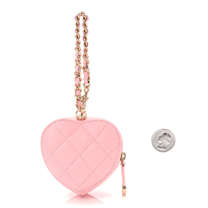 Chanel Lambskin Quilted CC Mini In Love Heart Bag Charm Light Pink 3 of 12