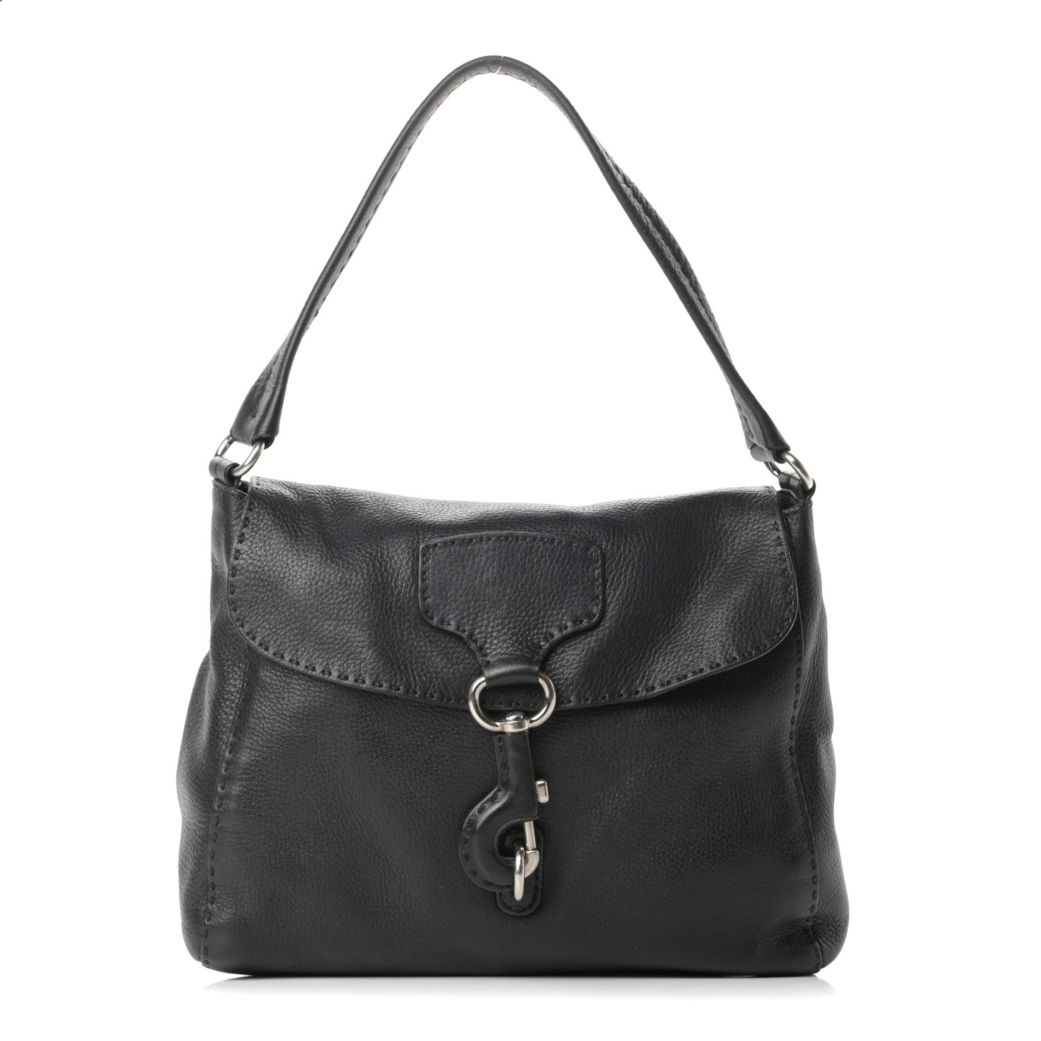 Prada Vitello Daino Shoulder Flap Bag Black 1 of 15