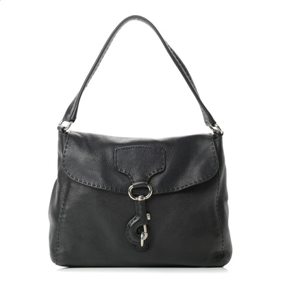 Prada Vitello Daino Shoulder Flap Bag Black 1 of 15