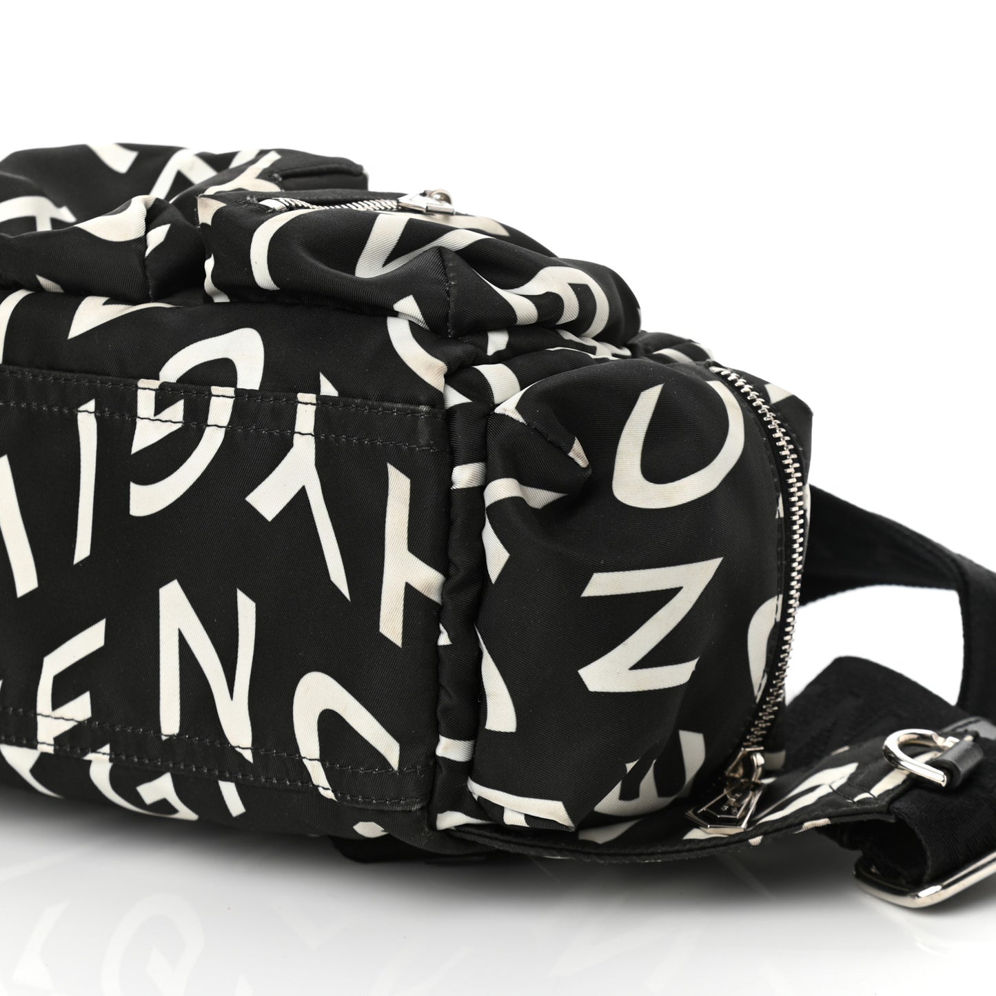 Nylon Allover Logo Belt Bag Black