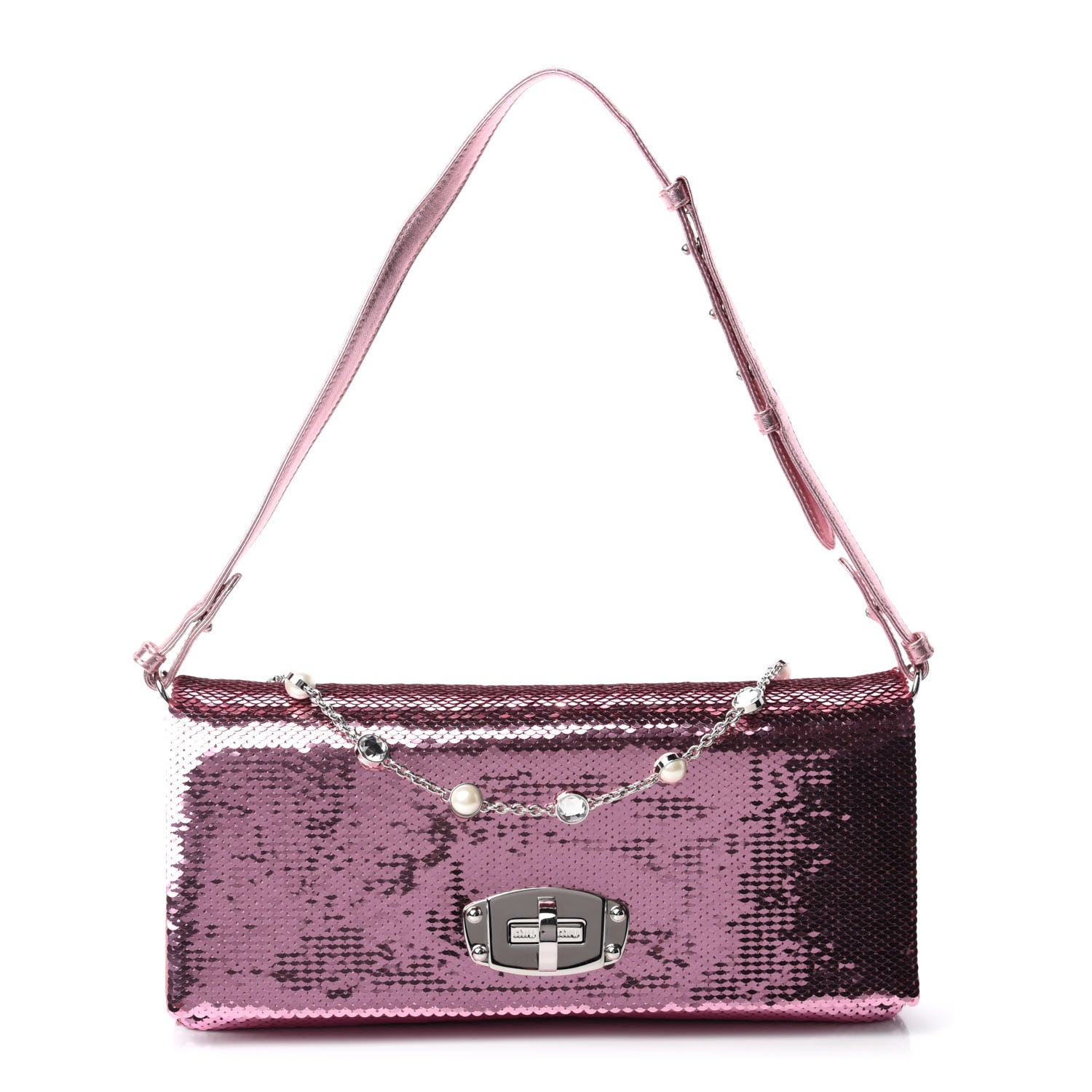 Miu Miu Paillettes Sequin Flap Rosa 1 of 11