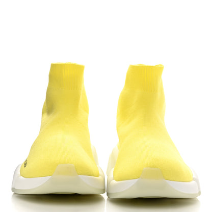Balenciaga Ribbed Knit Womens Speed 2.0 Transparent Sole Sneakers 38 Yellow 2 of 9