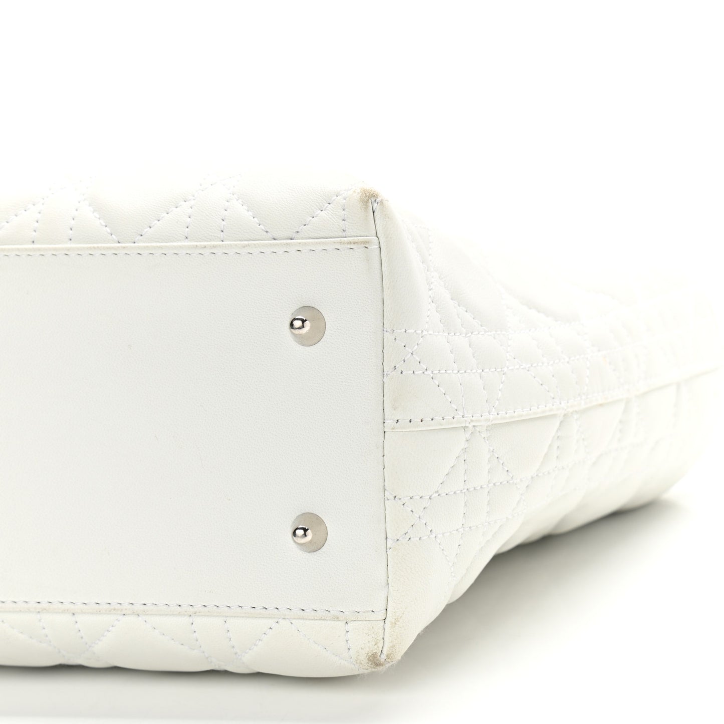 Lambskin Cannage Large Lady Dior Shopper Tote White