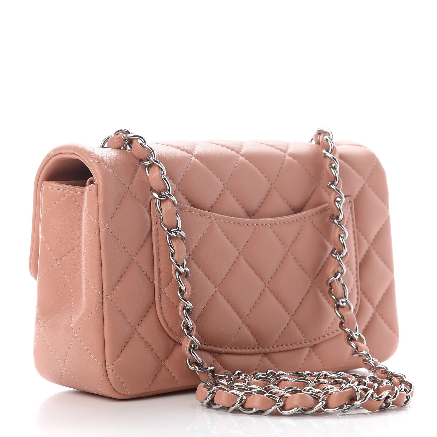 Chanel Lambskin Quilted Mini Rectangular Flap Dark Pink 2 of 8