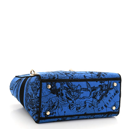 Christian Dior Canvas Toile de Jouy Zodiac Embroidered Medium Lady D-Lite Blue 4 of 9