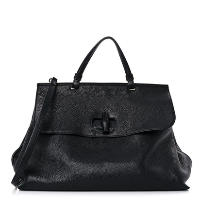 Gucci Pebbled Calfskin Large Bamboo Daily Top Handle Bag Black 1 of 20
