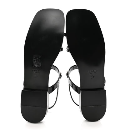 Gucci Calfskin Horsebit Divine Slingback Sandals 37 Black 5 of 8