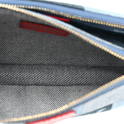Louis Vuitton Denim Damier Monogram Patchwork Multi Pochette Accessories Blue Rouge 6 of 10