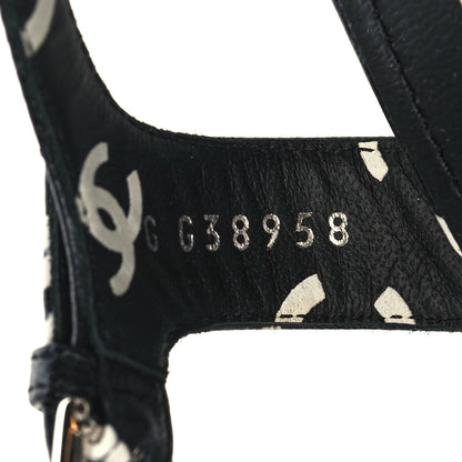 Chanel Printed Lambskin Coco Beach Platform Sandals 40 Black White 8 of 9