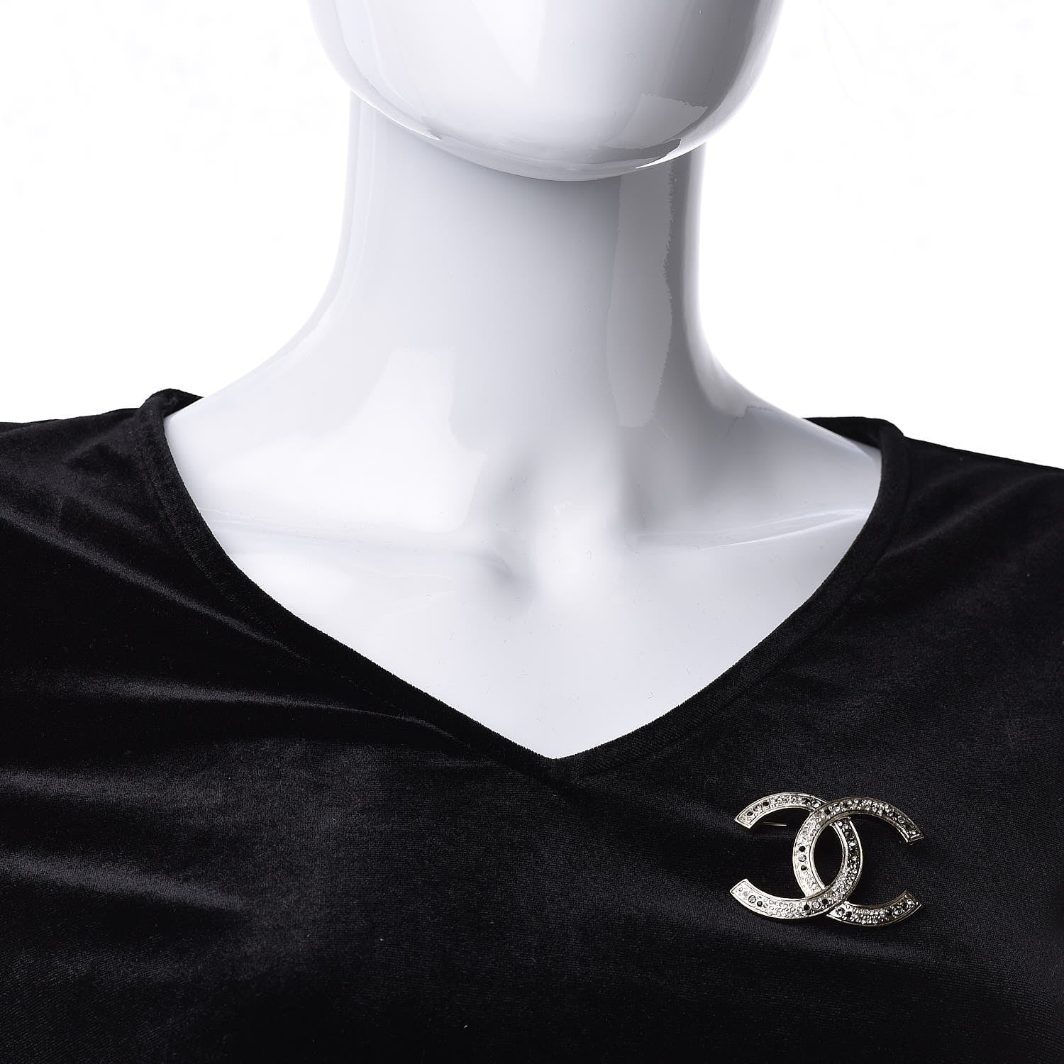 Chanel Crystal CC Brooch Light Gold 2 of 5