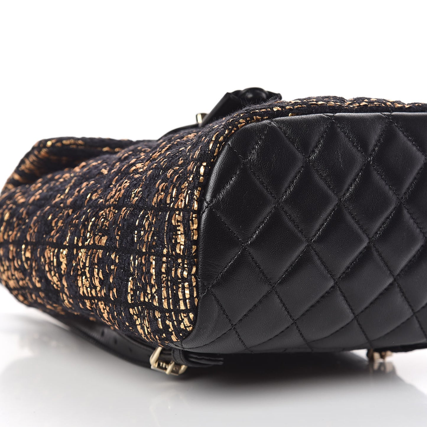 Tweed Quilted Mini Urban Spirit Backpack Black Gold