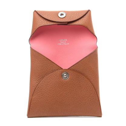 Hermes Barenia Faubourg Bastia Verso Coin Purse Fauve Rose D'ete 5 of 7