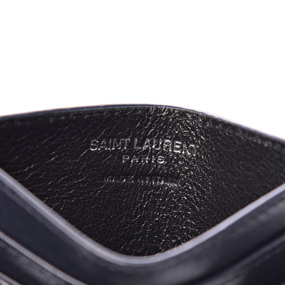 Saint Laurent Nappa Y Quilted Monogram LouLou Credit Card Case Deep Marine 6 of 8