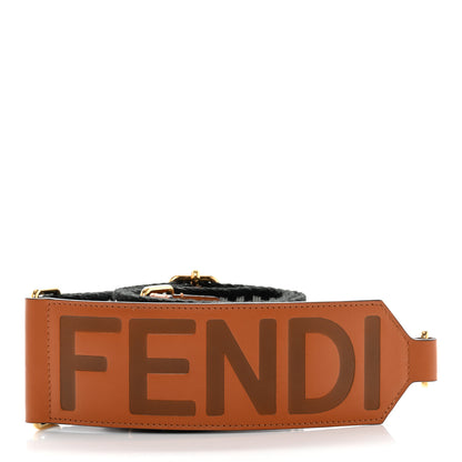 Fendi Ribbon Vitello King Logo Embossed Gingham Woven Adjustable Strap You Panna Black Cuoio 3 of 6