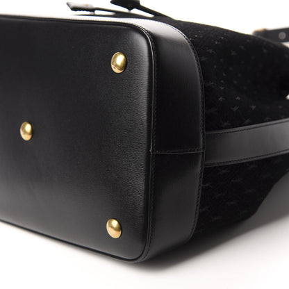 Saint Laurent Suede All-Over Monogram Bucket Bag Black 8 of 11