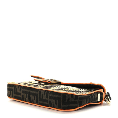 Fendi Fabric Jacquard FF 1974 Plant Embroidered Baguette Tobacco Moro Orange 12 of 14