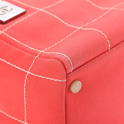 Chanel Canvas Chocolate Bar Charms Boston Tote Red 10 of 13