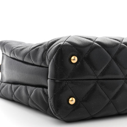 Chanel Shiny Caviar Quilted Chain Handle Shopping Tote Black 9 of 12