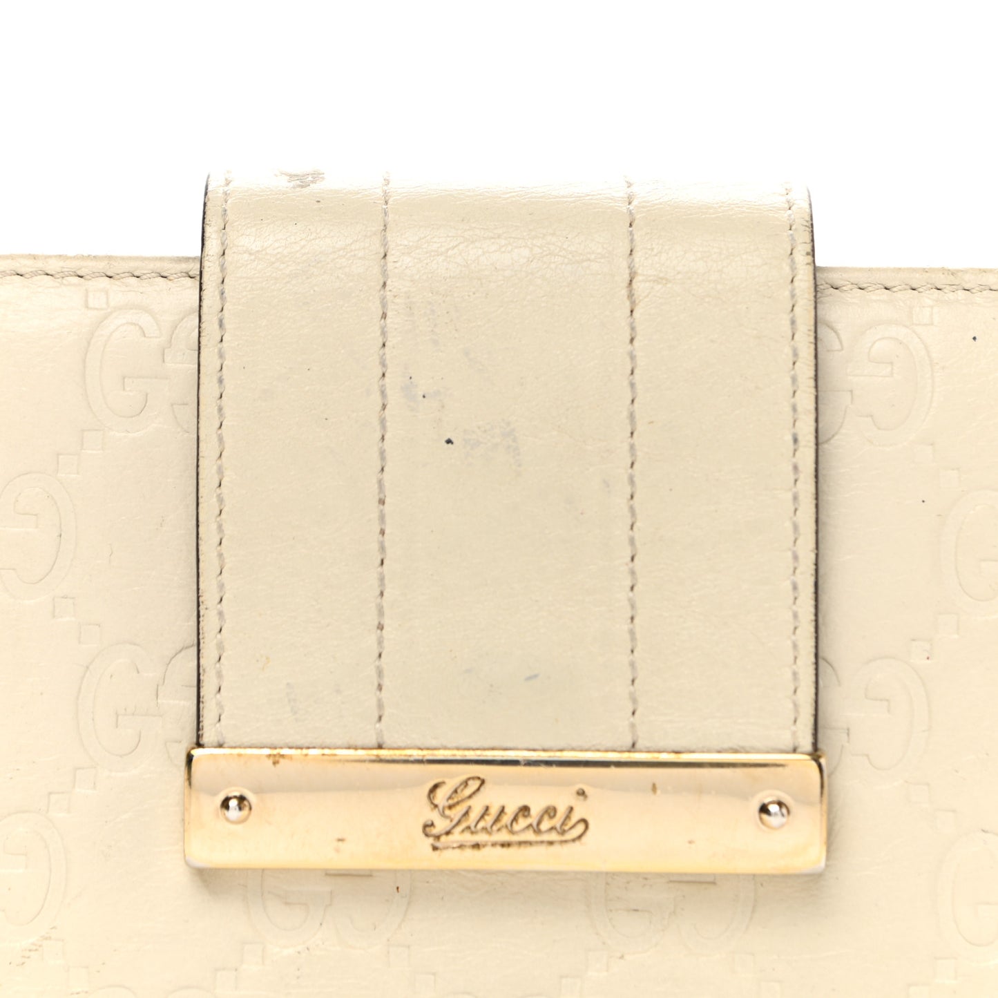 Guccissima Ladies Web Long Wallet Off White