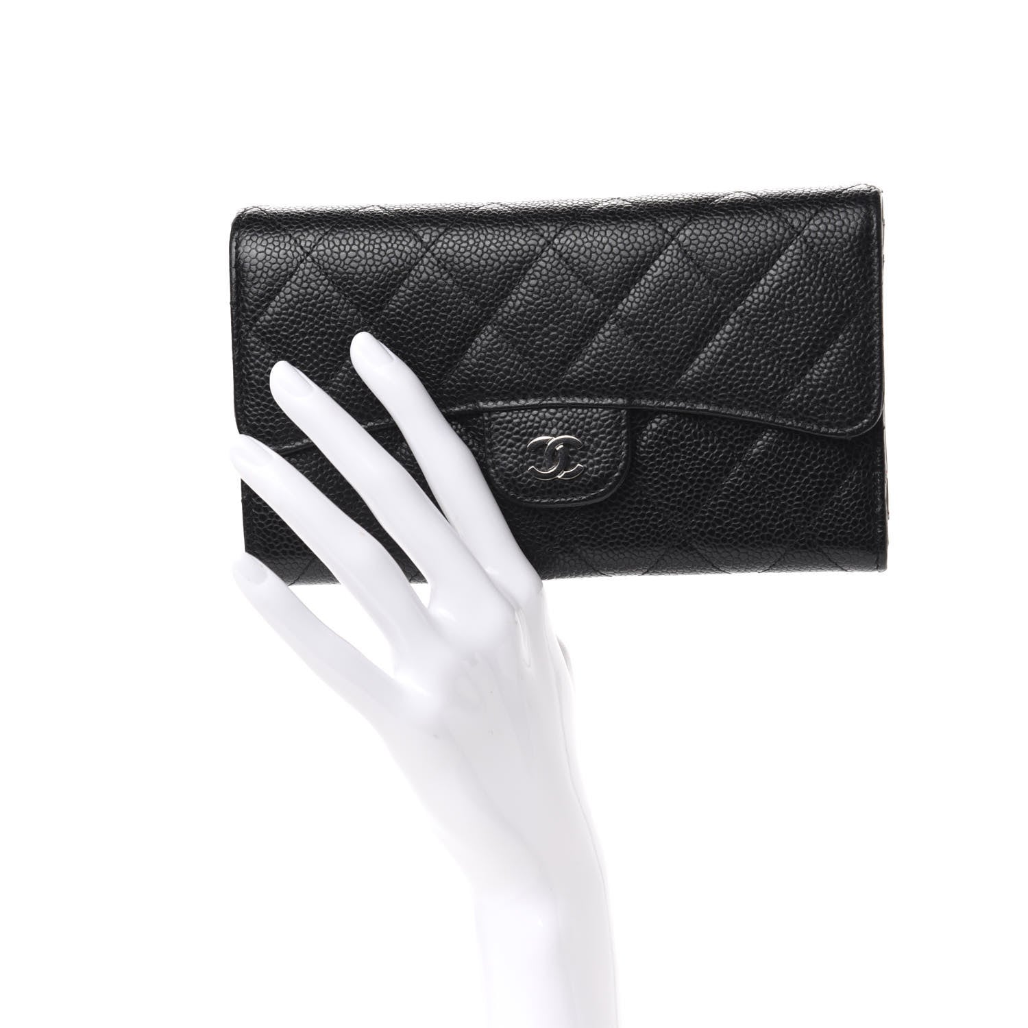 Chanel Caviar Quilted Long Flap Wallet Black 2 of 7