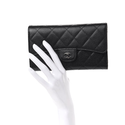 Chanel Caviar Quilted Long Flap Wallet Black 2 of 7