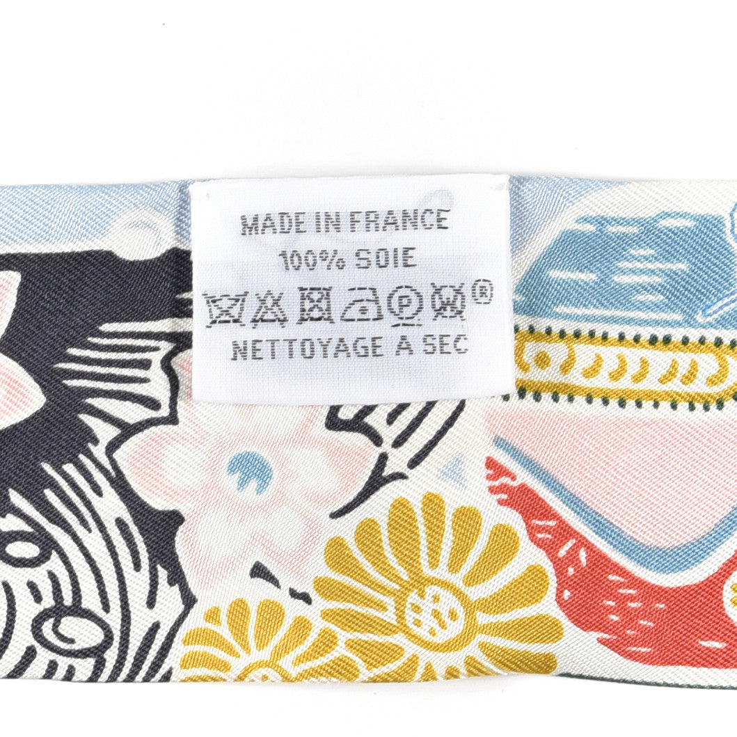 Silk Bingata Twilly Bleu Ciel Vert Rose