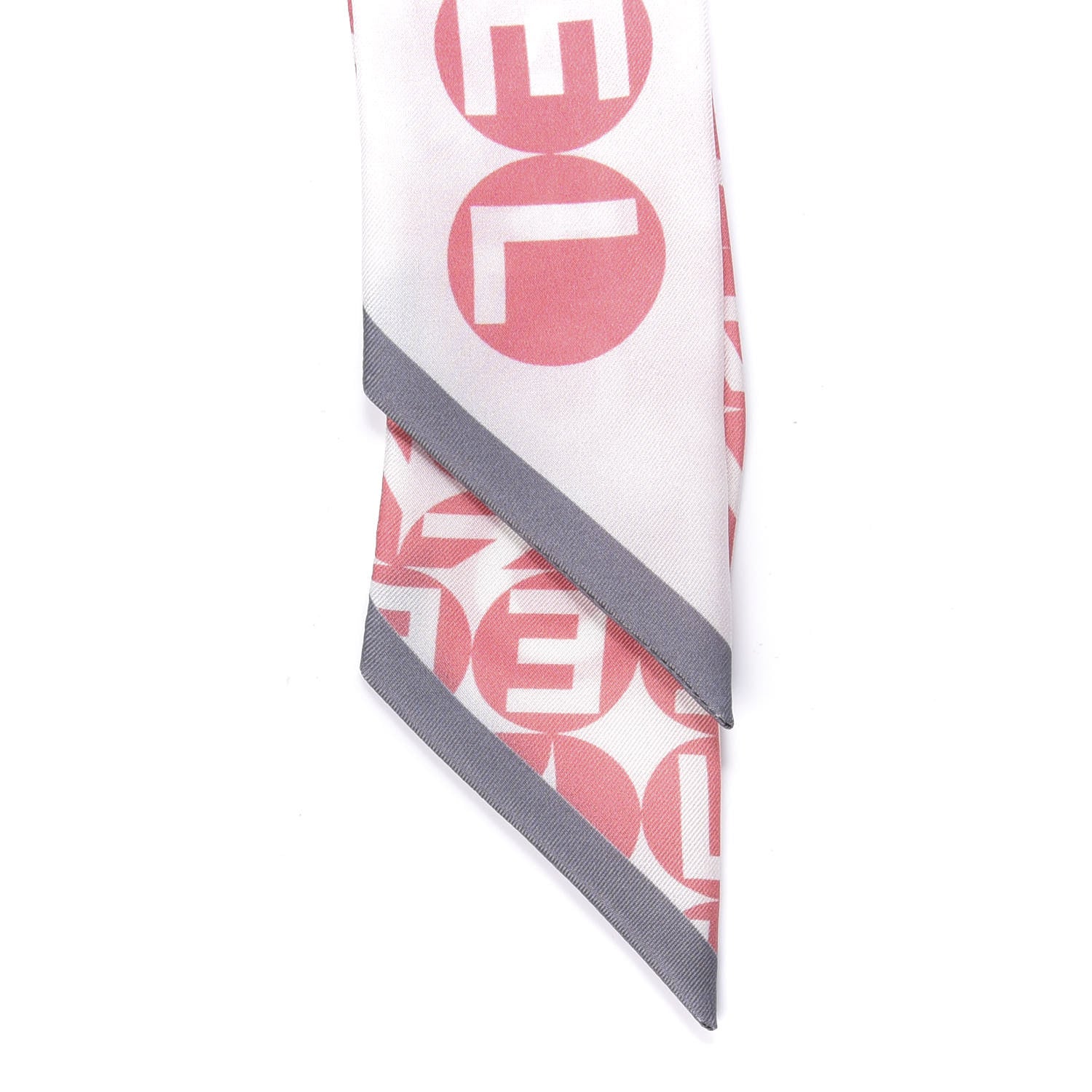 Chanel Silk CC Slim Bandeau Scarf Pink Grey 2 of 4