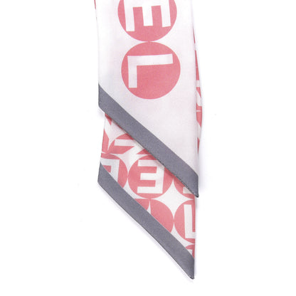 Chanel Silk CC Slim Bandeau Scarf Pink Grey 2 of 4