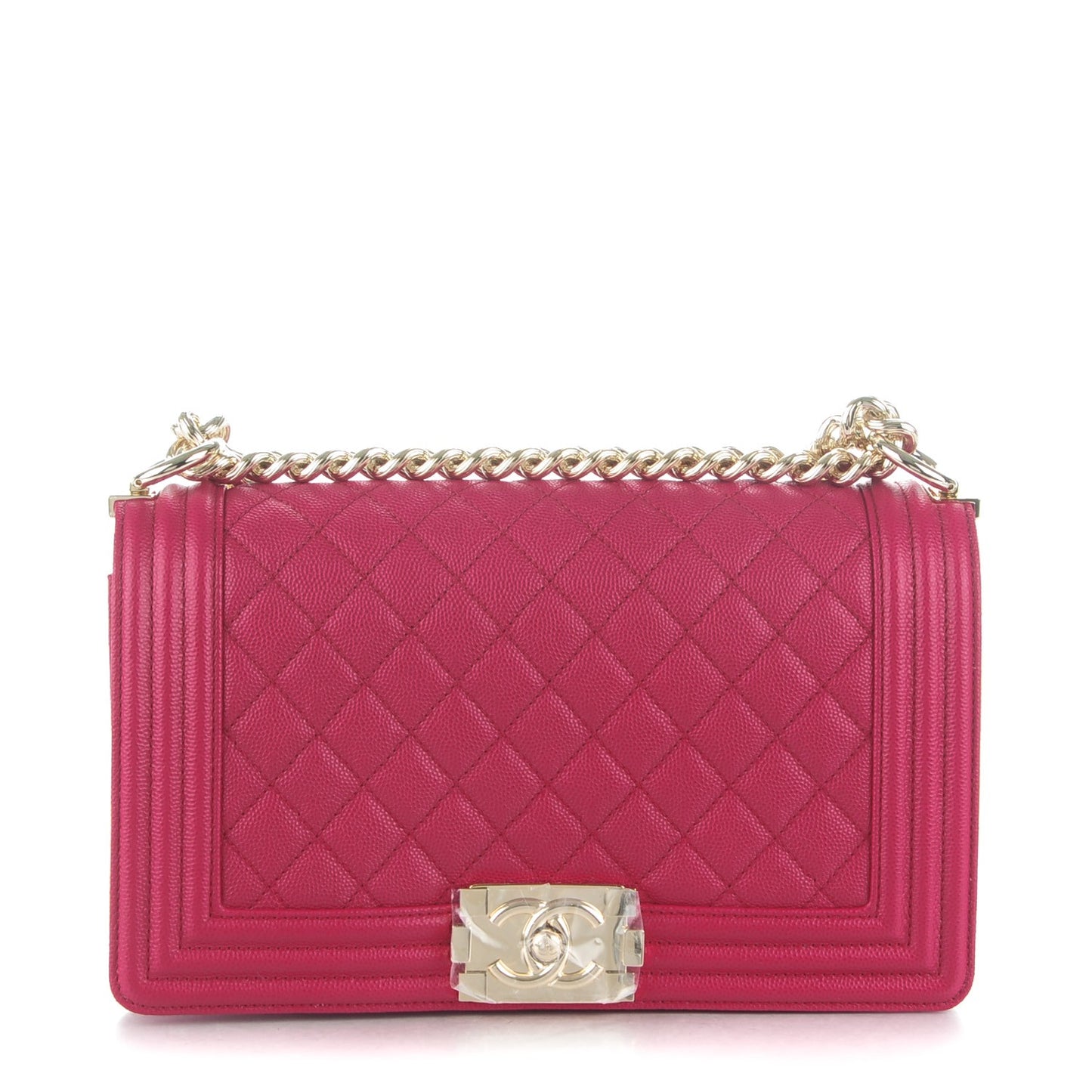 Caviar Quilted Medium Boy Flap Fuchsia