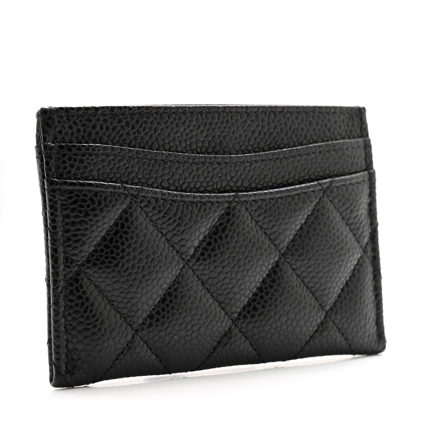 Caviar Quilted Card Holder Black