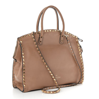 Valentino Garavani Vitello Rockstud All Over Dome Shopper Taupe 3 of 17