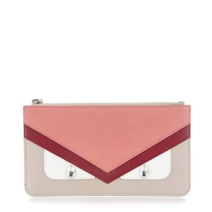 Fendi Vitello Elite Crystal Eye Monster Zip Pouch Grigio Polvere Ribes Multicolor 1 of 8