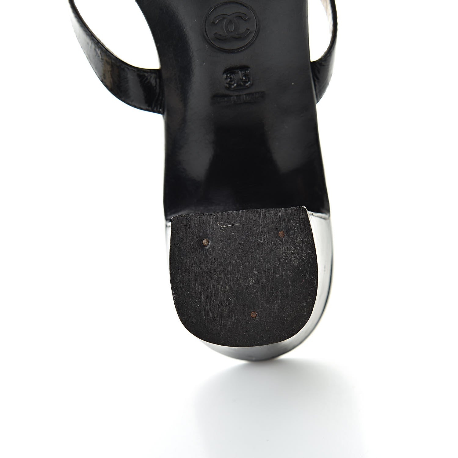 Chanel Patent CC Strappy Sandals 35 Black Beige 17 of 20