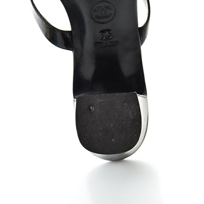 Chanel Patent CC Strappy Sandals 35 Black Beige 17 of 20