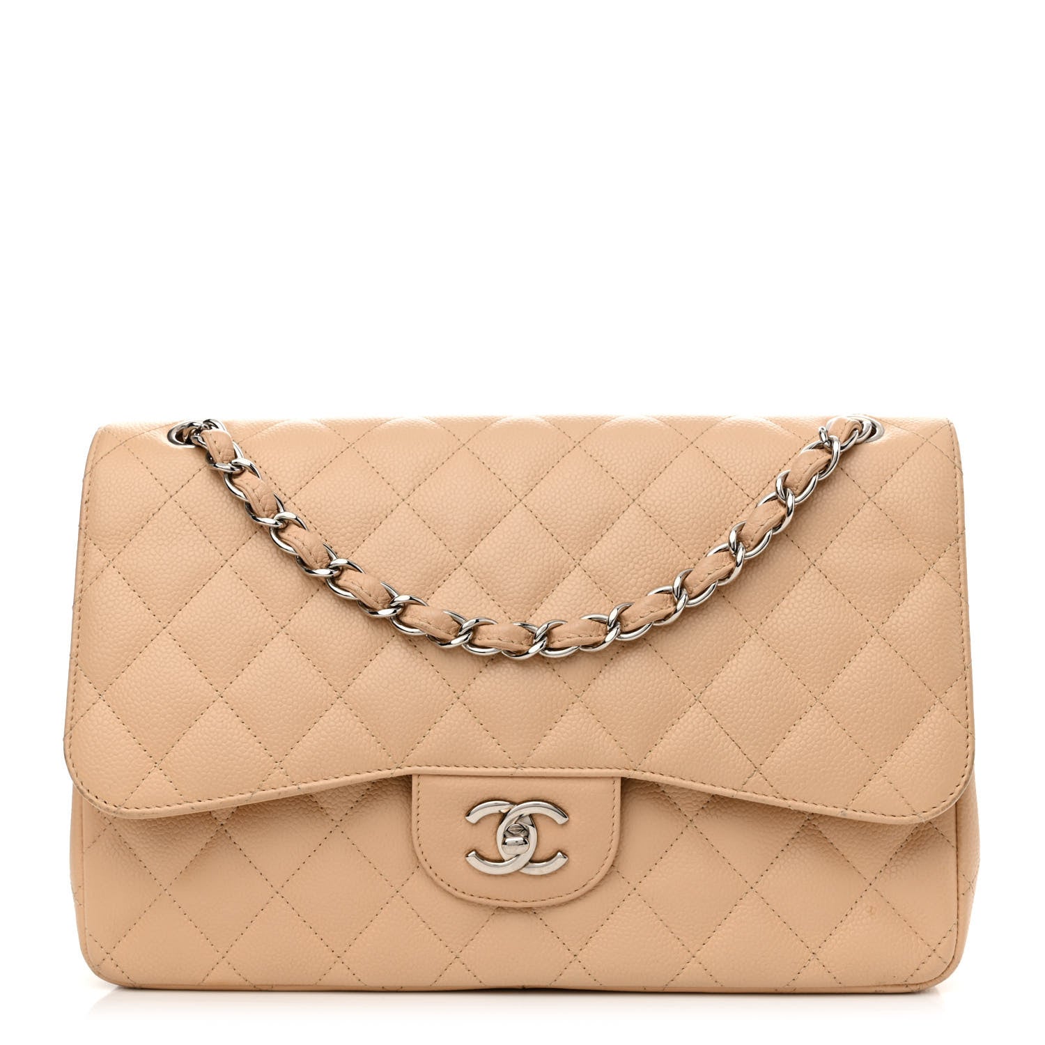 Chanel Caviar Quilted Jumbo Double Flap Beige 1 of 13