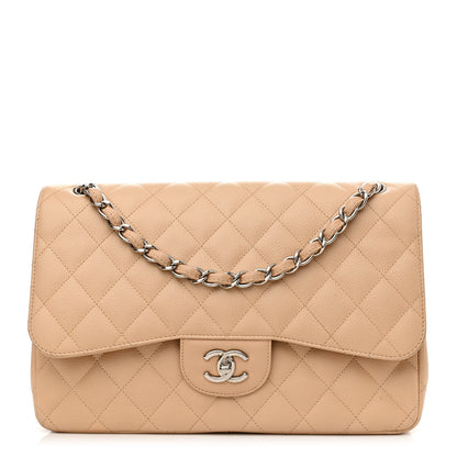 Chanel Caviar Quilted Jumbo Double Flap Beige 1 of 13