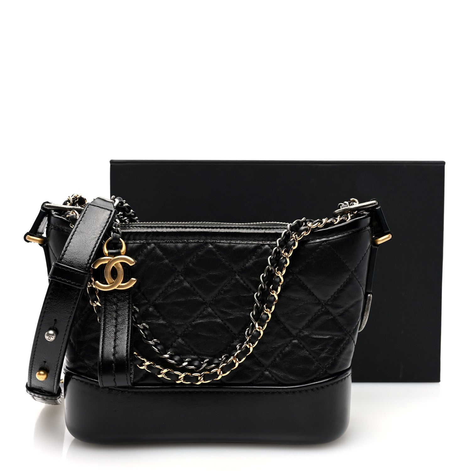 Chanel Aged Calfskin Quilted Small Gabrielle Hobo Black 11 of 11