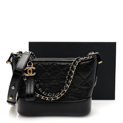 Chanel Aged Calfskin Quilted Small Gabrielle Hobo Black 11 of 11