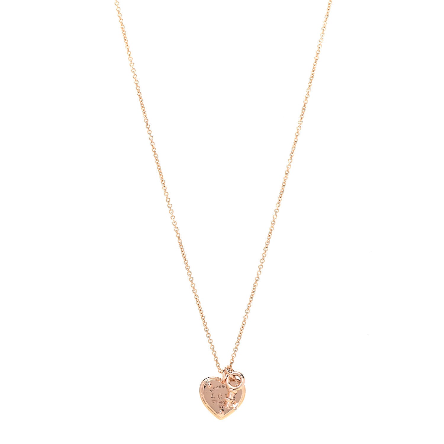 Tiffany 18K Rose Gold Return To Tiffany Love Heart Tag Key Necklace 1 of 6