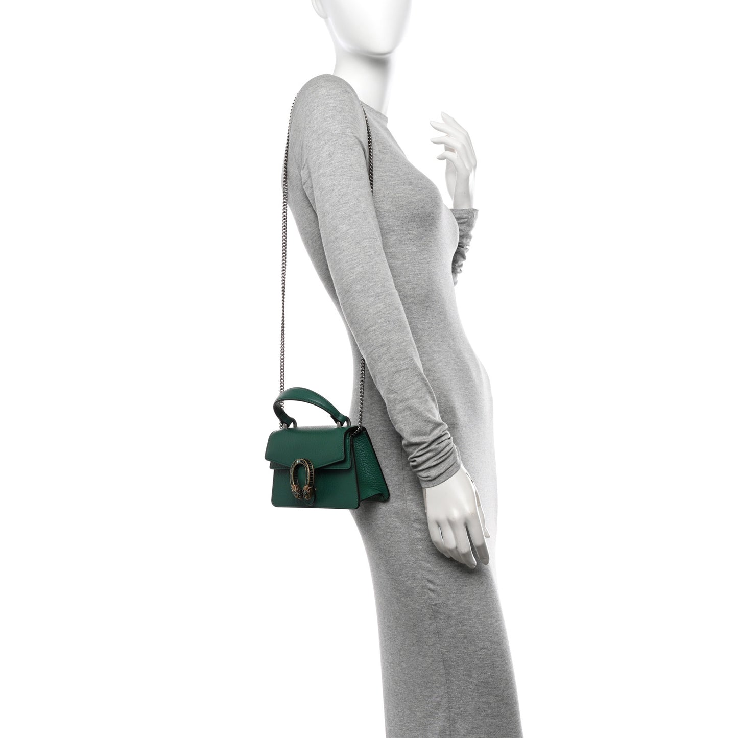 Dollar Calfskin Crystal Mini Dionysus Top Handle Bag Emerald