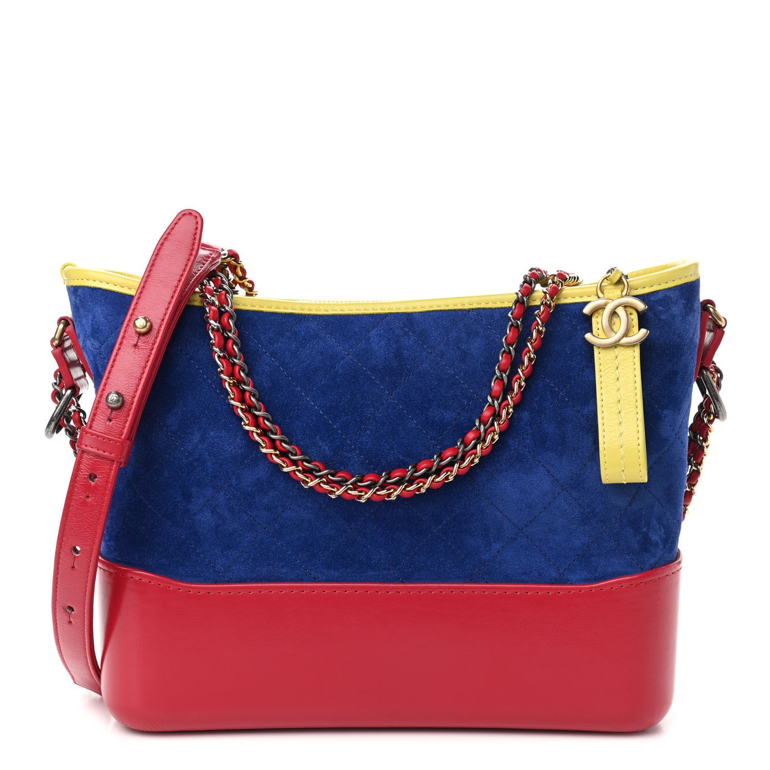 Chanel Suede Calfskin Quilted Medium Gabrielle Hobo Red Blue Yellow 1 of 11