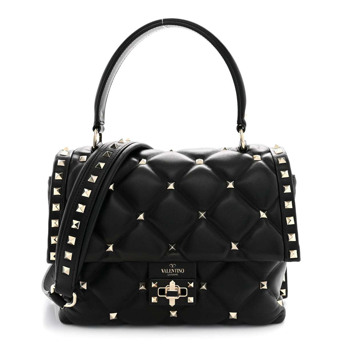 Valentino Garavani Nappa Medium Candystud Top Handle Bag Black 1 of 10