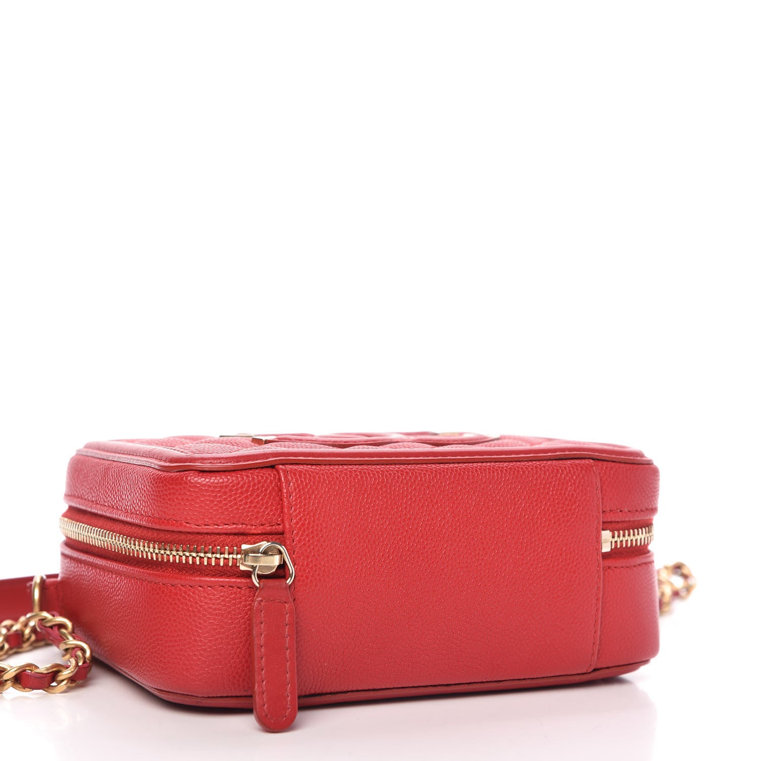 Chanel Caviar Quilted Filigree Vanity Clutch With Chain Red 4 of 10