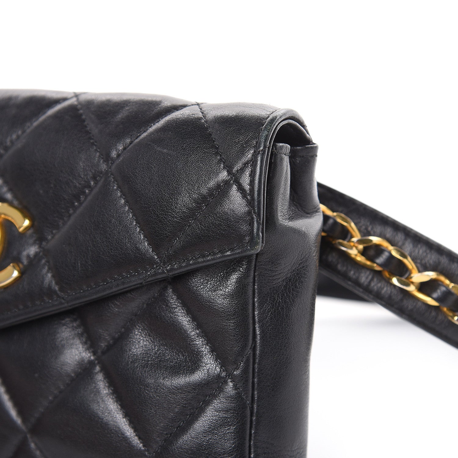 Chanel Lambskin Quilted Flap Waist Belt Bag Black 12 of 15