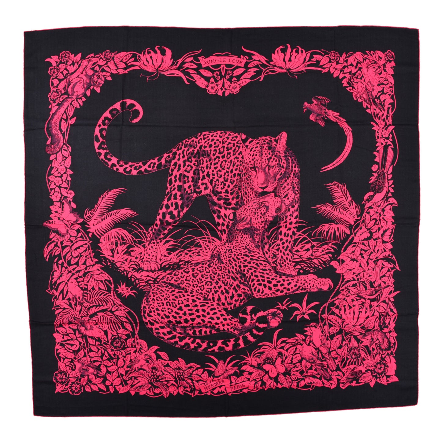 Cashmere Silk Jungle Love Tattoo Shawl 140 Black Rose Vif